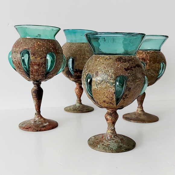 4 very rare imprisoned/caged glass wine cups - Picture 7 of 8